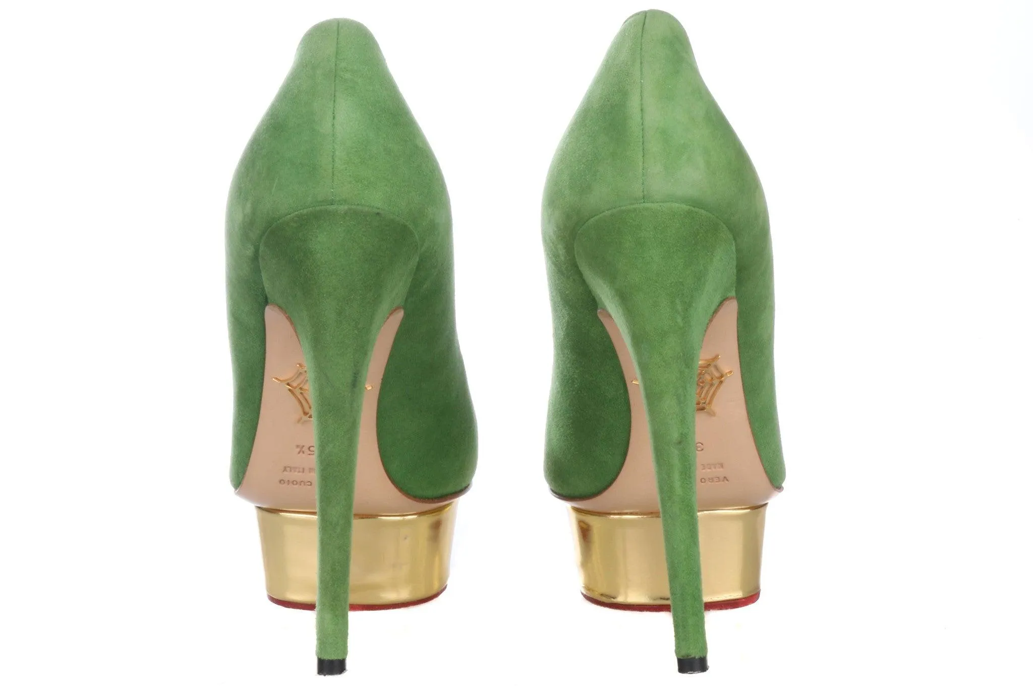 Charlotte Olympia Green Suede High Heel Shoes Size 35 1/2