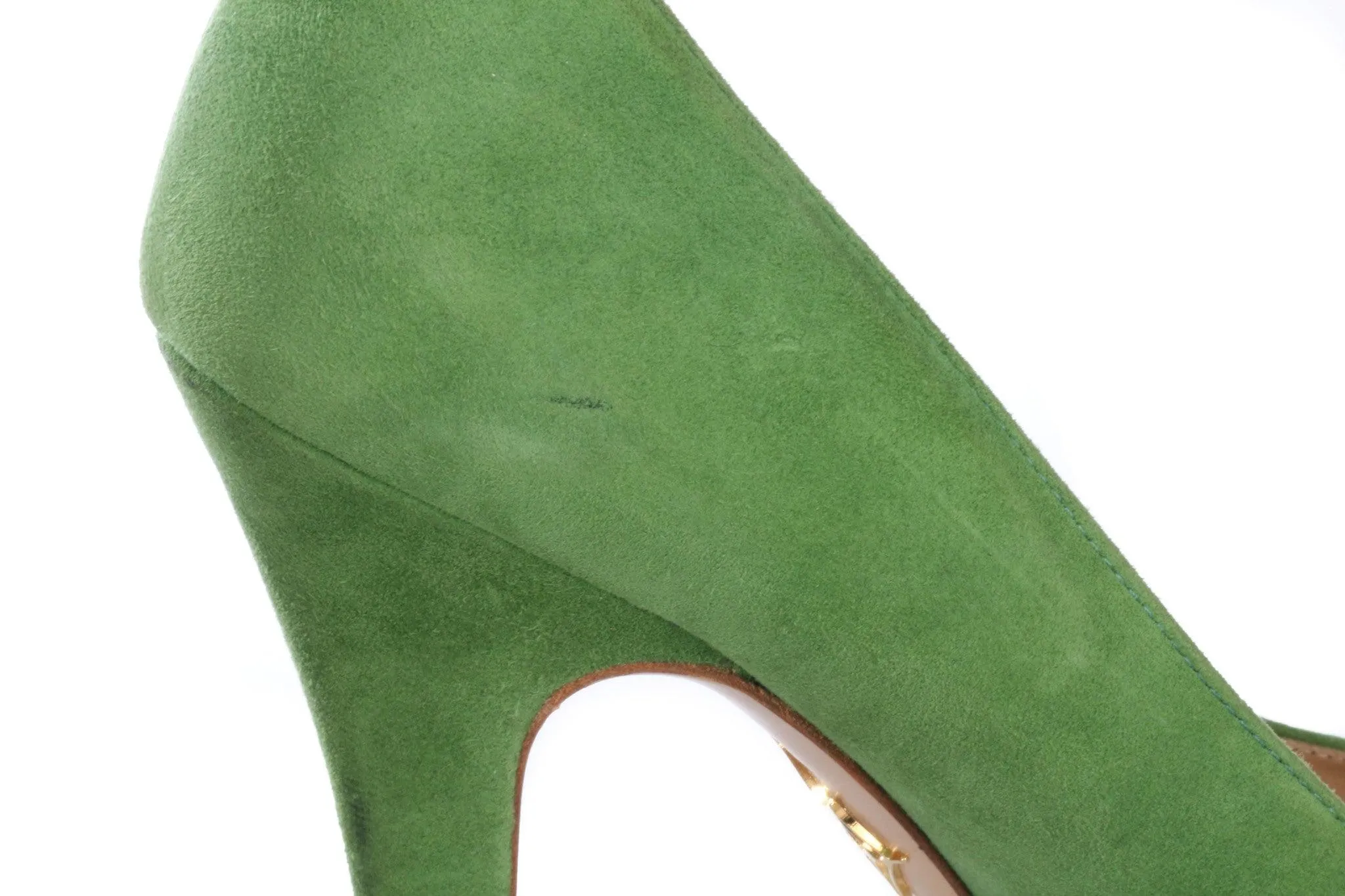 Charlotte Olympia Green Suede High Heel Shoes Size 35 1/2