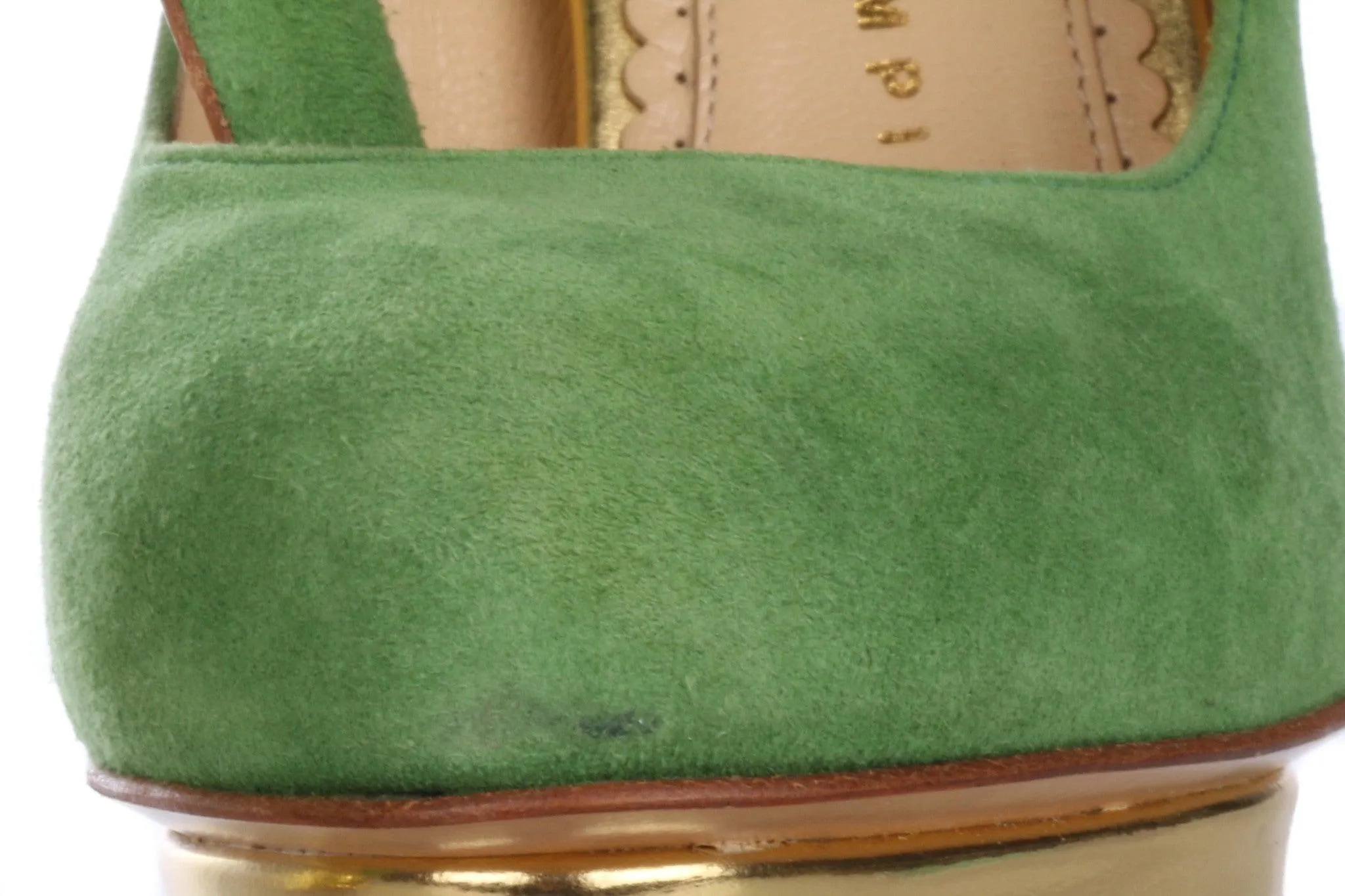 Charlotte Olympia Green Suede High Heel Shoes Size 35 1/2