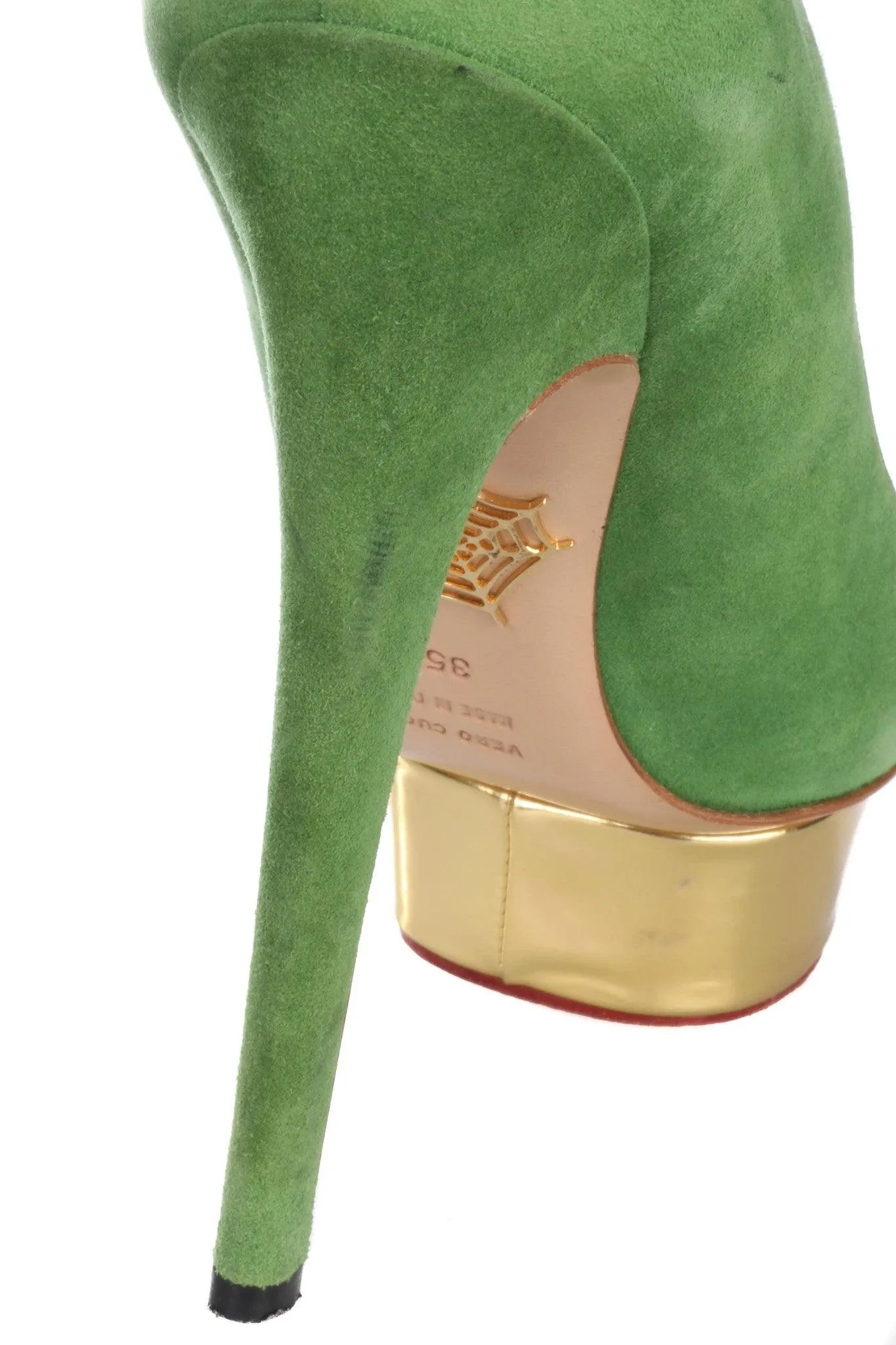 Charlotte Olympia Green Suede High Heel Shoes Size 35 1/2