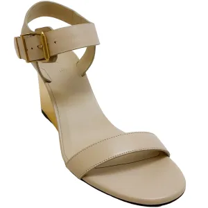 Chloe Beige Leather Rebecca Wedge Sandals