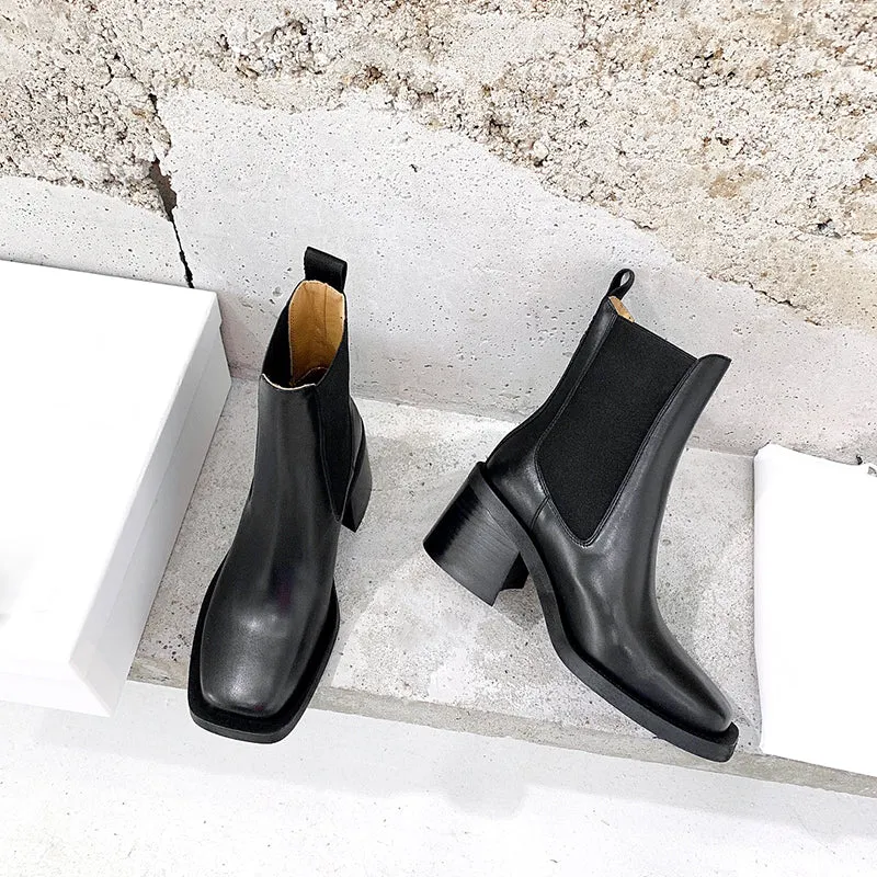 Classic Enamel leather Ankle Boots with 100% Calfskin Lining Handmade Black