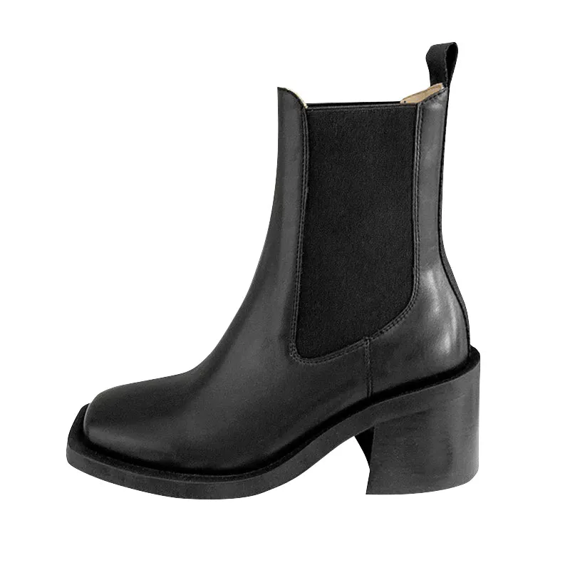 Classic Enamel leather Ankle Boots with 100% Calfskin Lining Handmade Black