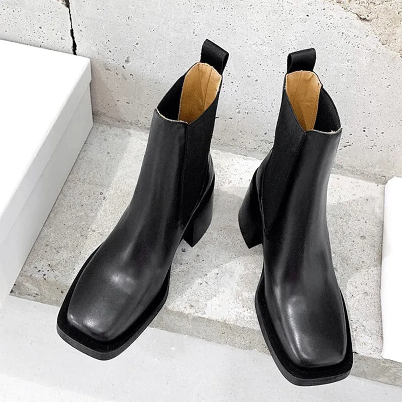 Classic Enamel leather Ankle Boots with 100% Calfskin Lining Handmade Black