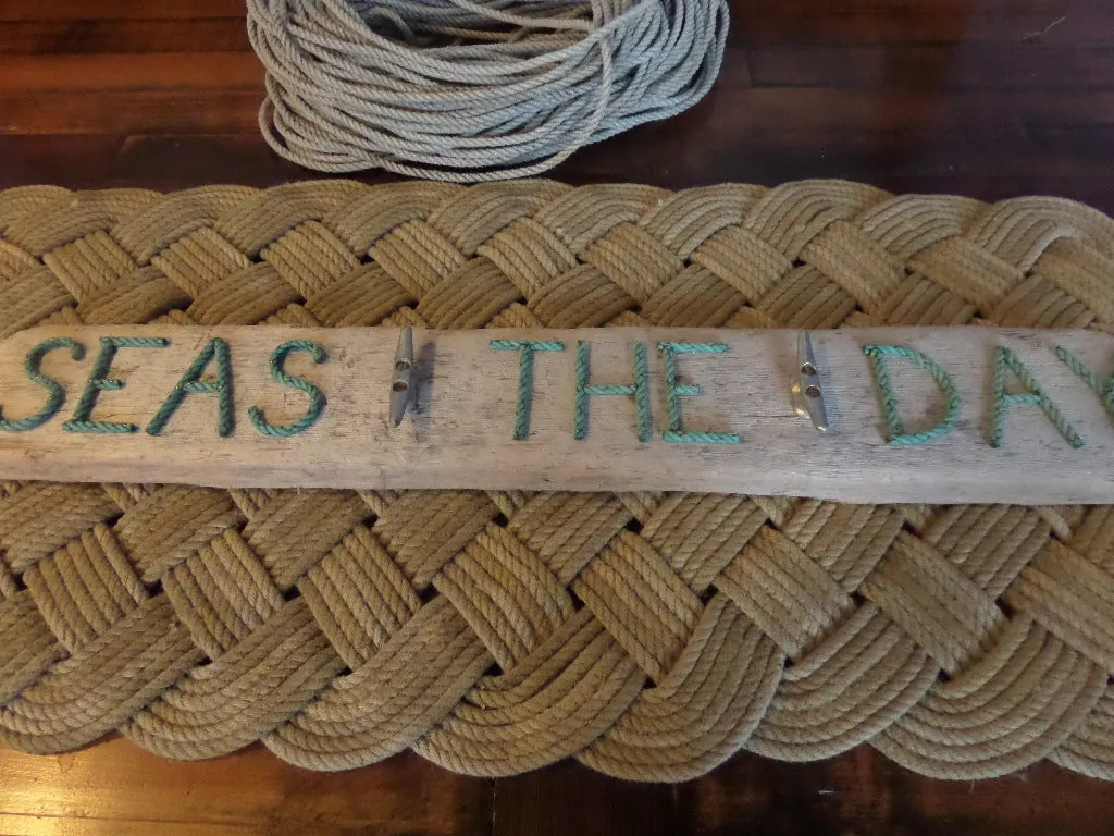 Cleat Rack on Driftwood with SEAS THE DAY