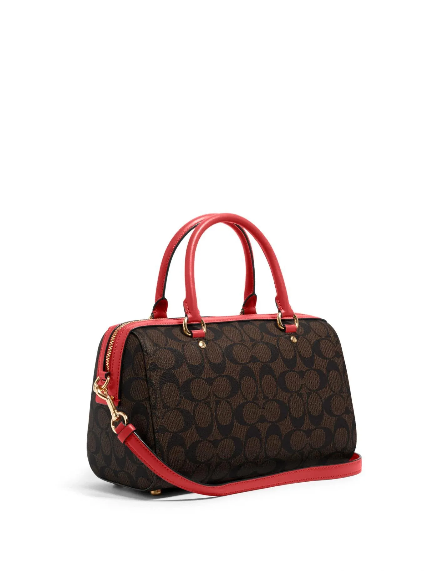 Coach Women's Brown & Red Rowan Satchel In Signature Canvas