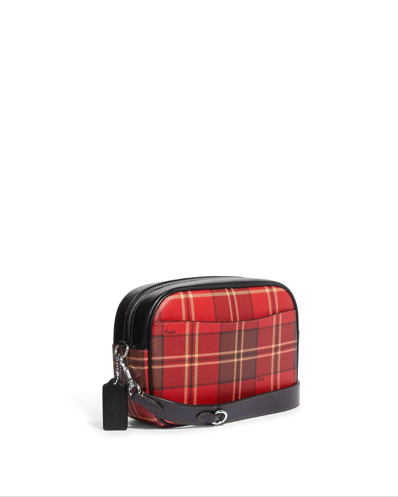 Coach Women's Red & Black Multi Jamie Camera Bag With Tartan Plaid Print