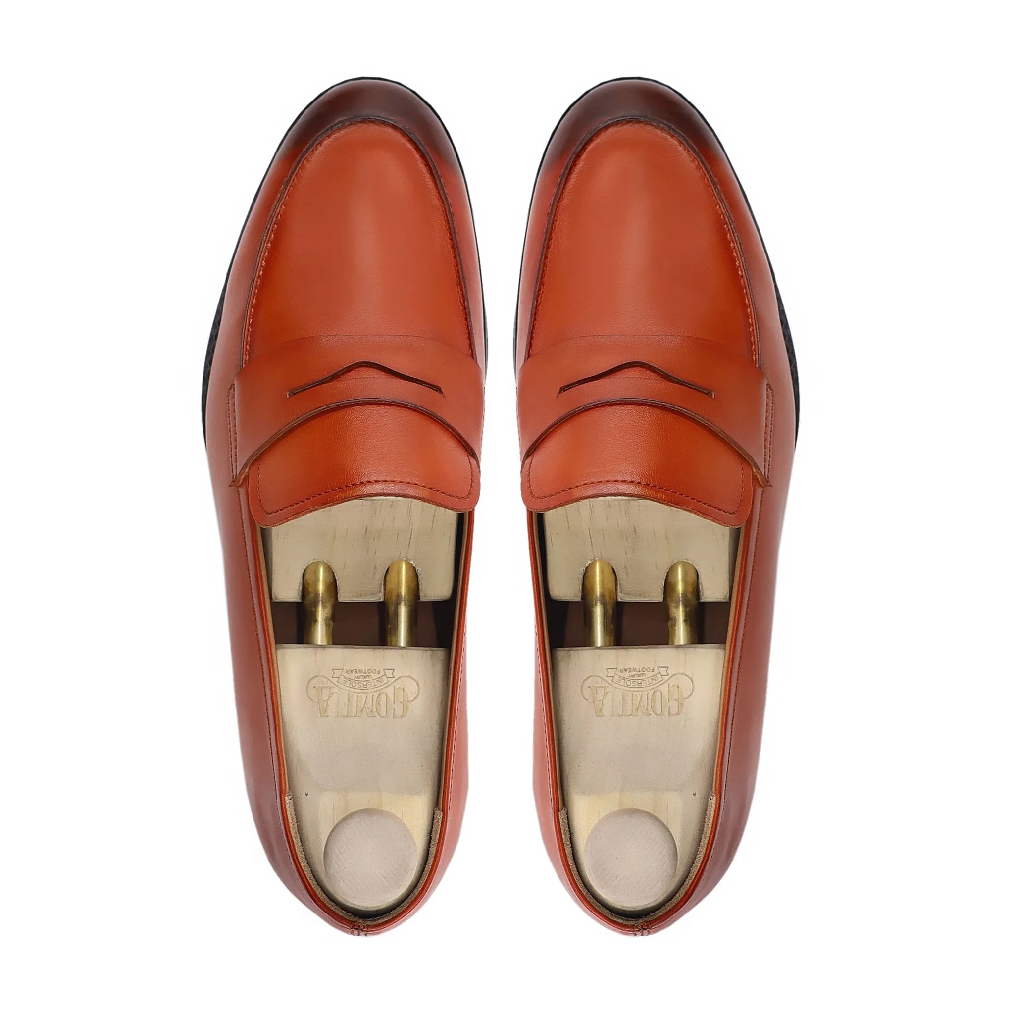 Colin - Men's Orange Tan Calf Leather Loafer