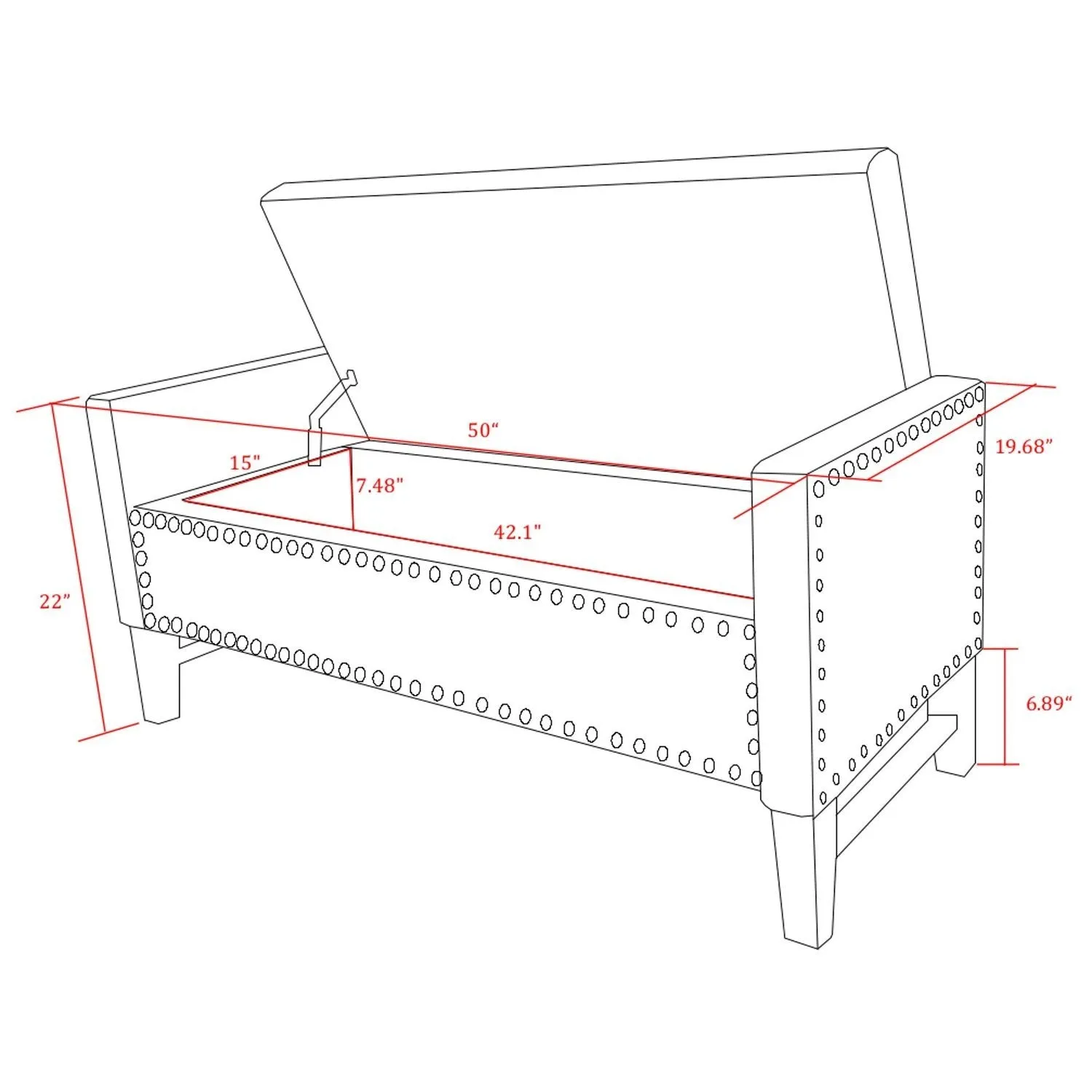 Columbus Leather Storage Bench