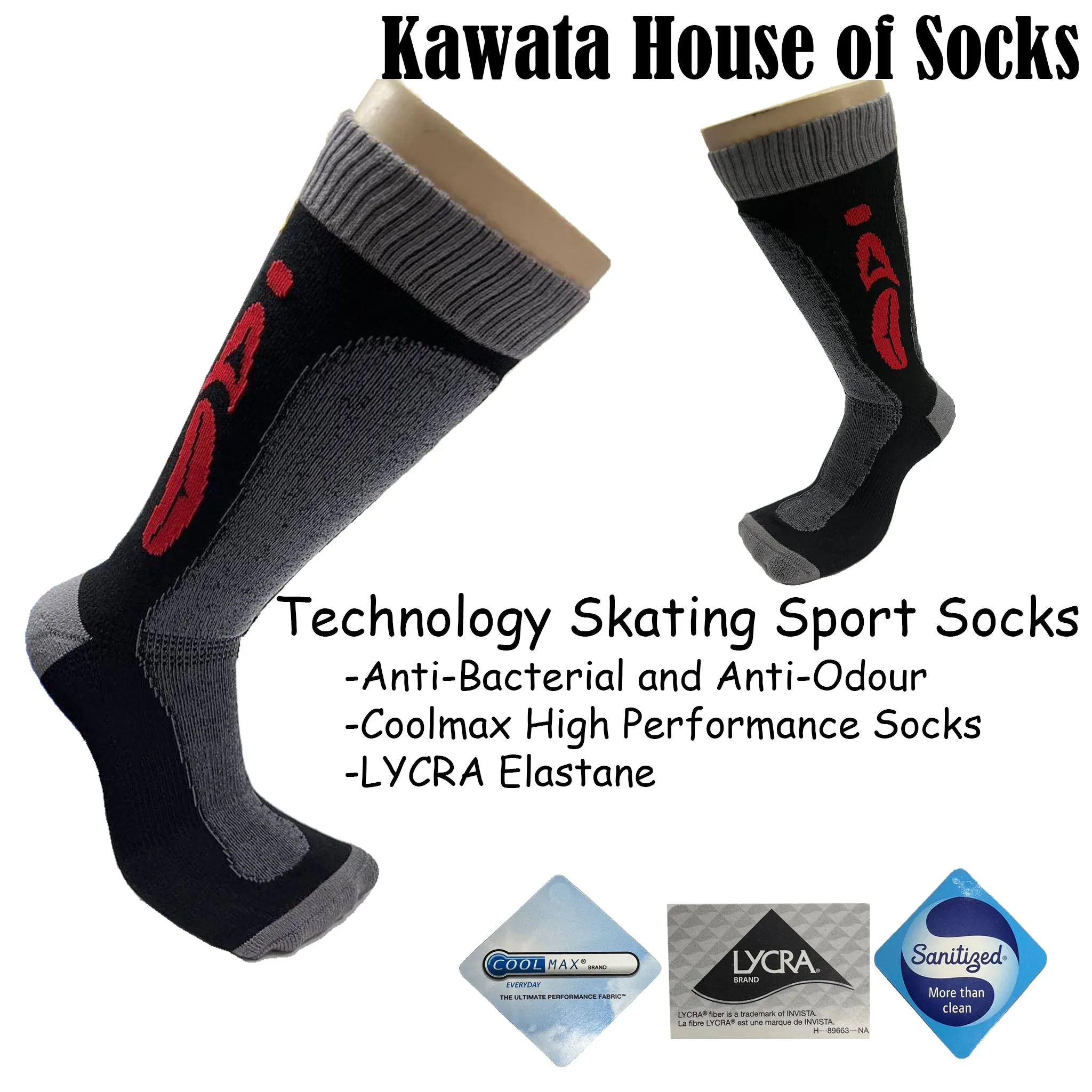 COOLMAX® Mid-Calf Sport Socks | Anti Bacterial and Anti Odour Socks | Skating Socks