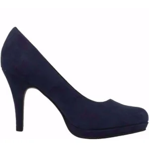 Court Shoe Round Toe High Heel Tamaris Suede Navy