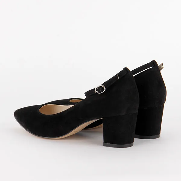 *COURTNEY strap - black suede, 5cm size UK 1