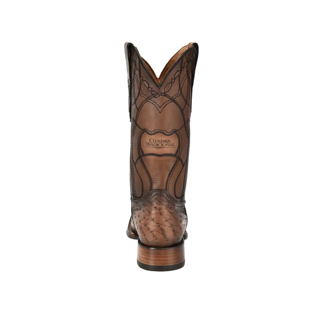 Cuadra Men's Lugano Ostrich Embroidery Laser Brown Boots