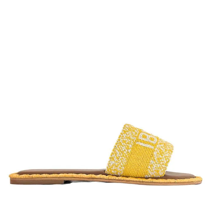 DE SIENA IBIZA BEADED YELLOW FLATS