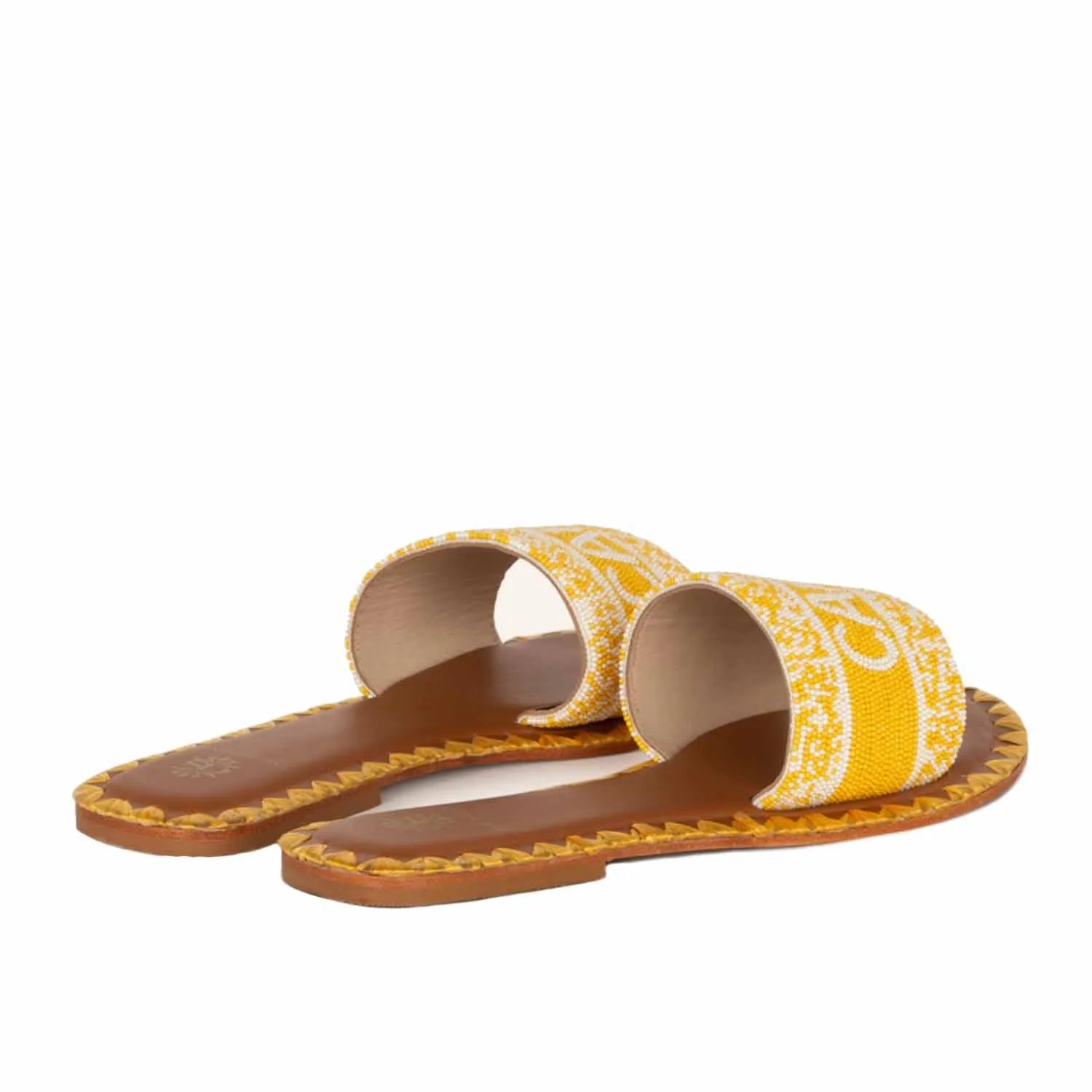 DE SIENA IBIZA BEADED YELLOW FLATS