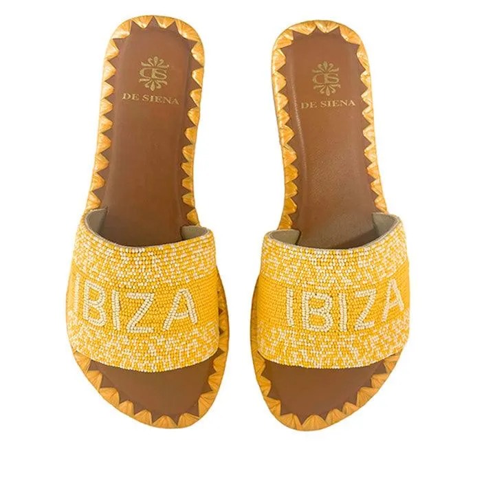 DE SIENA IBIZA BEADED YELLOW FLATS