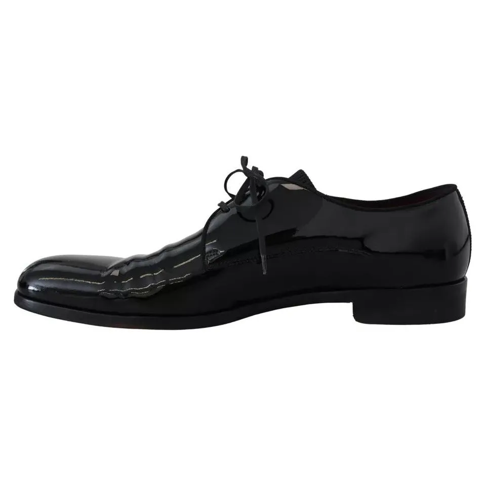 Dolce & Gabbana Black Patent Leather Derby Dress Shoes