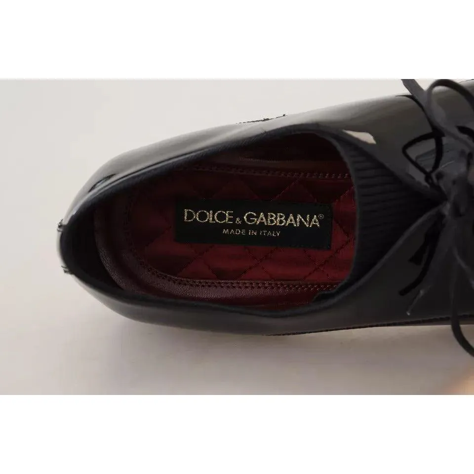 Dolce & Gabbana Black Patent Leather Derby Dress Shoes