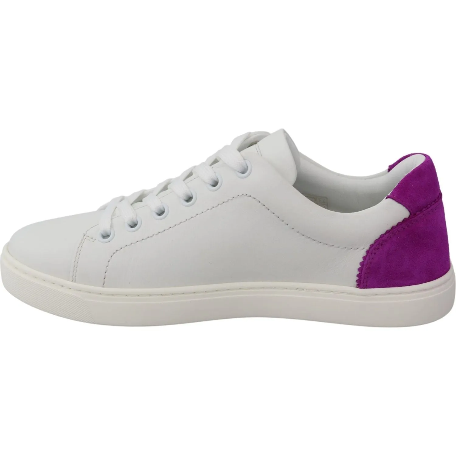 Dolce & Gabbana Chic White Leather Sneakers with Purple Accents