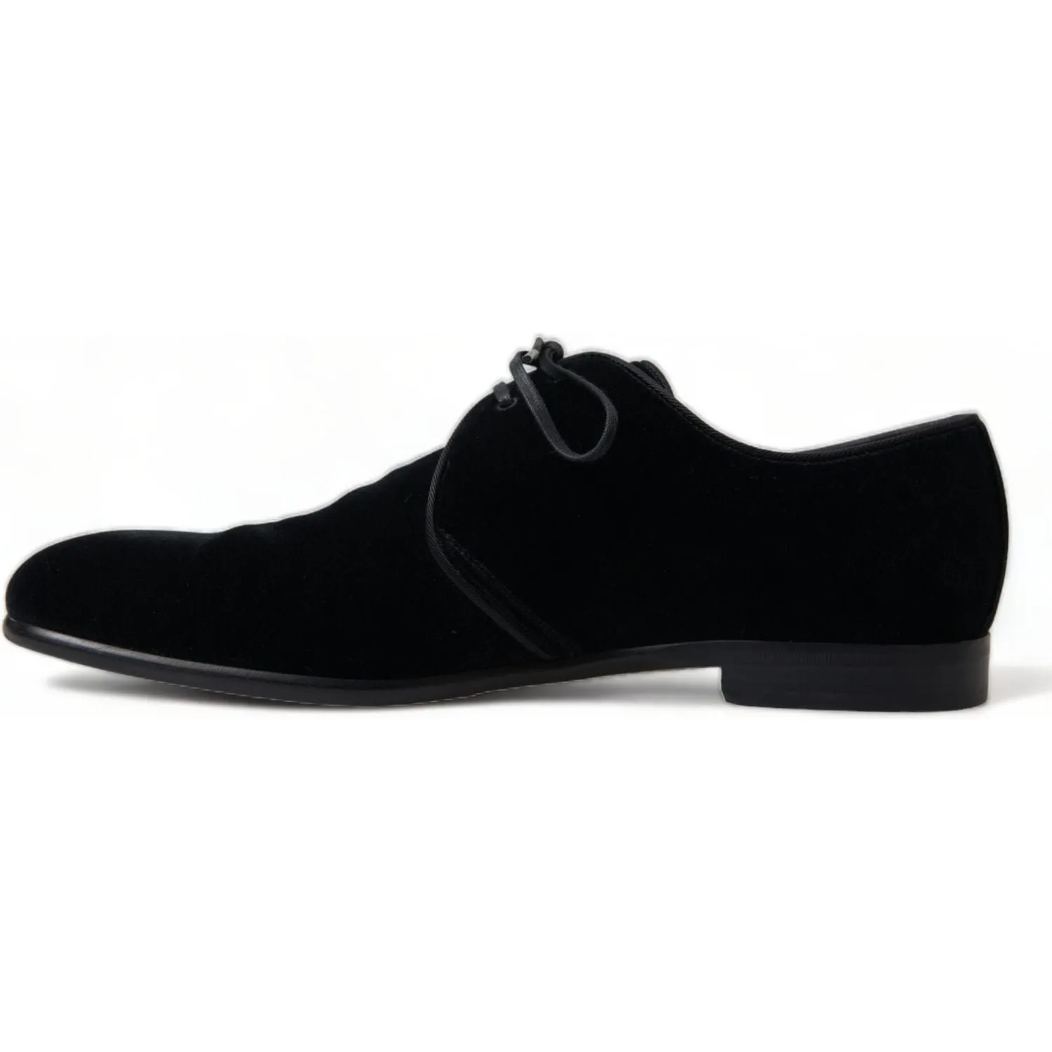 Dolce & Gabbana Elegant Black Velvet Derby Dress Shoes