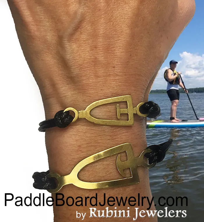 Dragon Boat, Canoe, SUP Paddle Outline Brass and Nylon Cord Bracelet