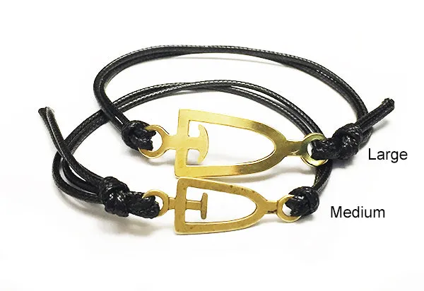 Dragon Boat, Canoe, SUP Paddle Outline Brass and Nylon Cord Bracelet