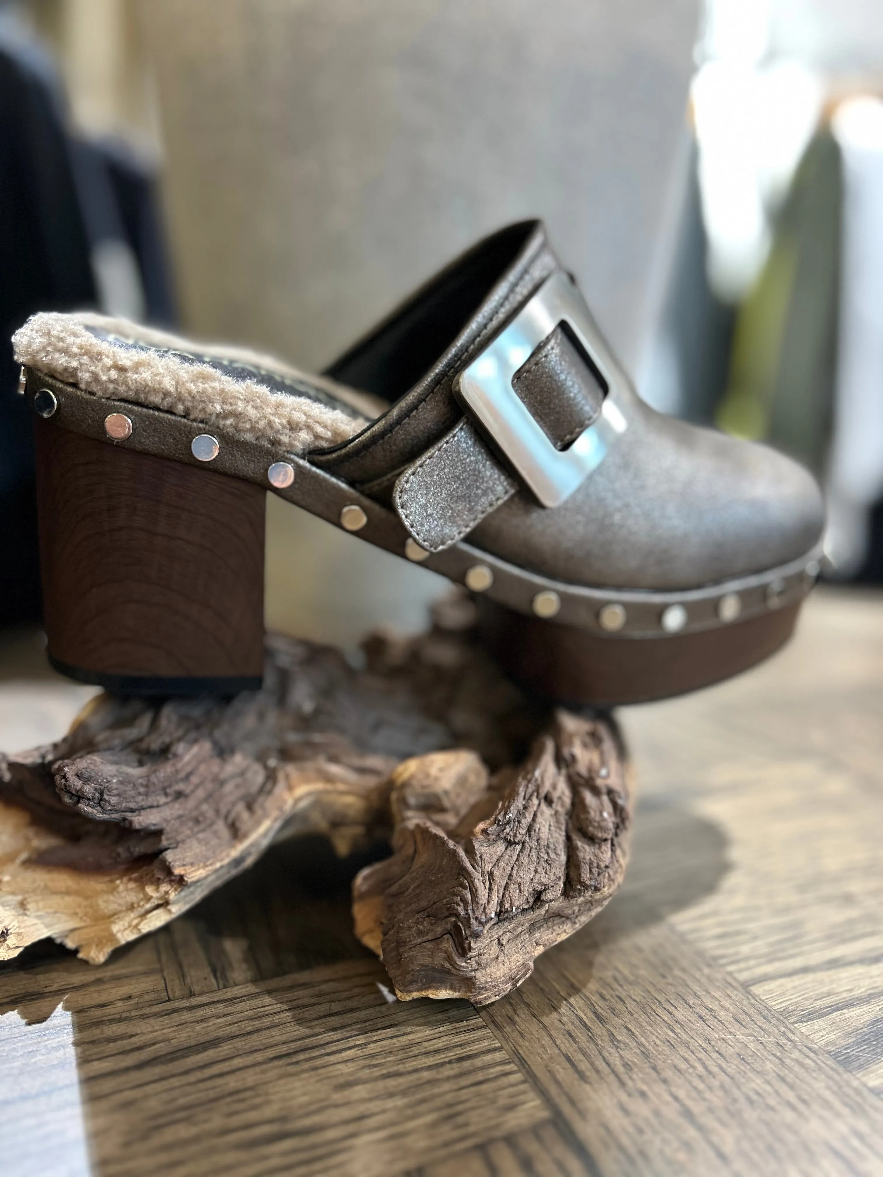 Ego Clog Platform Heel in Dark Taupe