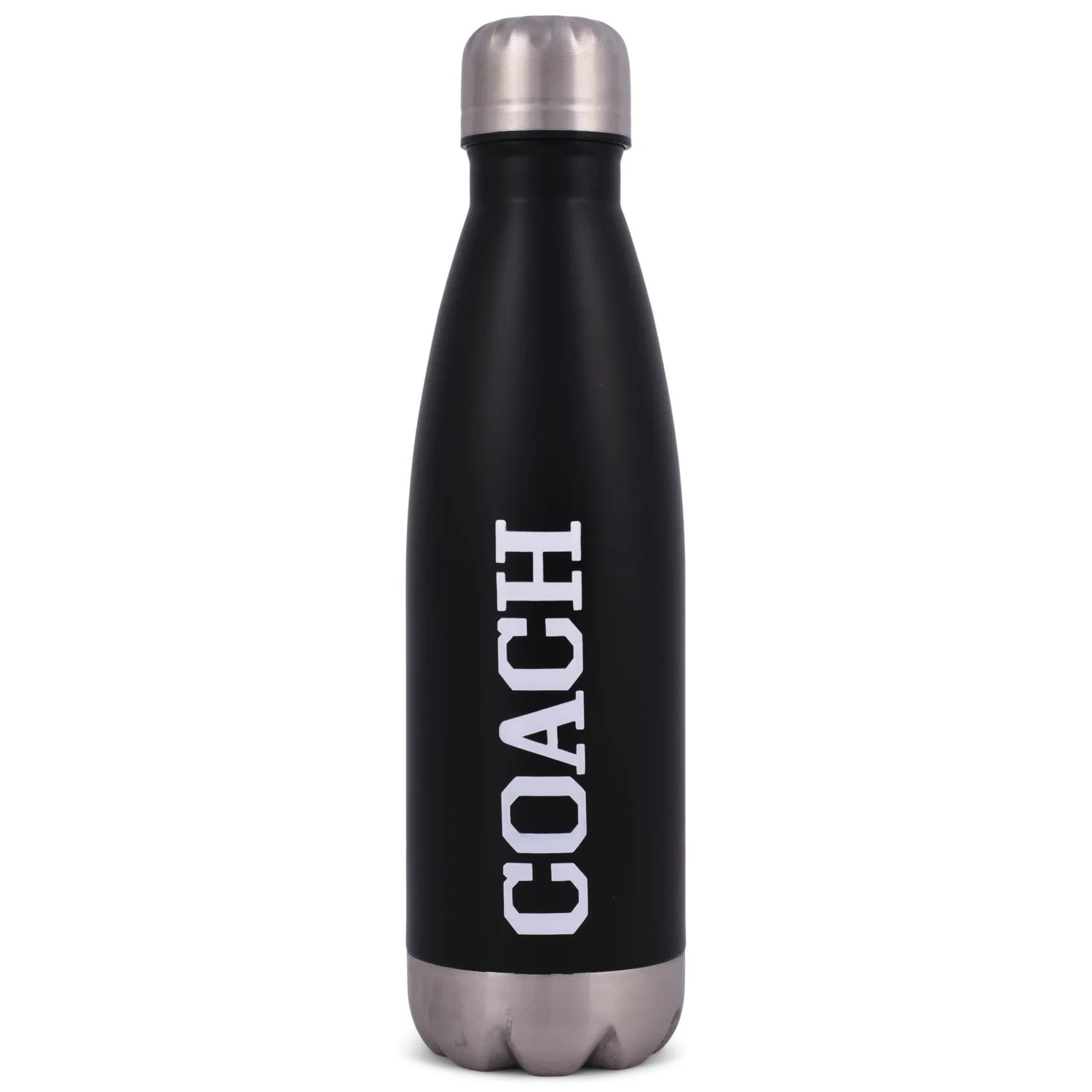 Elanze Designs COACH Baseball Black 17 ounce Stainless Steel Sports Water Bottle