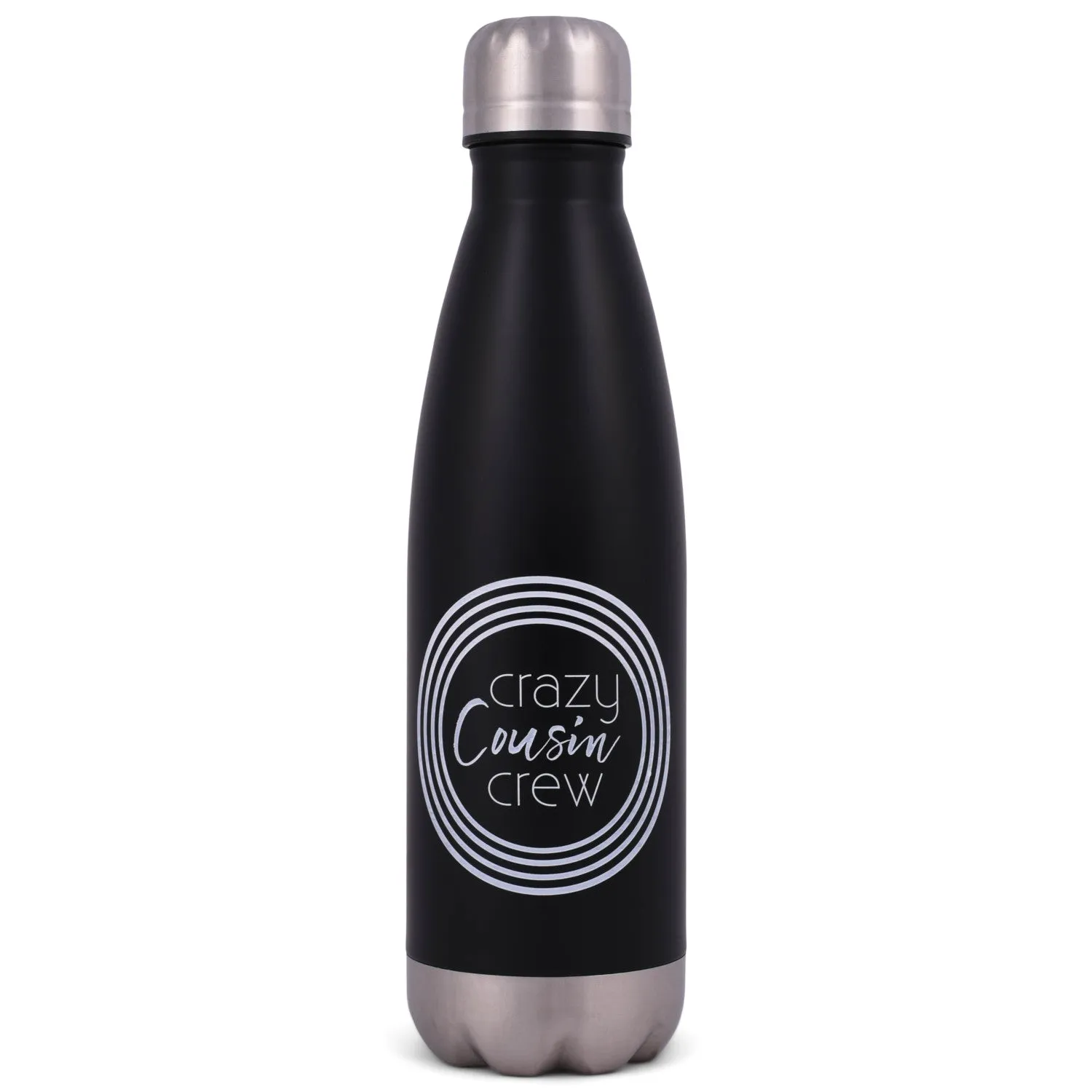 Elanze Designs Crazy Cousin Crew Black 17 ounce Stainless Steel Sports Water Bottle