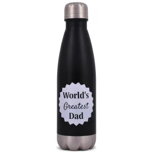 Elanze Designs World's Greatest Dad Black 17 ounce Stainless Steel Sports Water Bottle