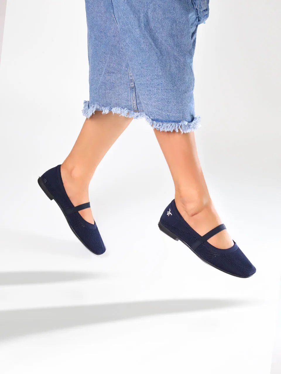 Elise Navy Blue Ballerinas