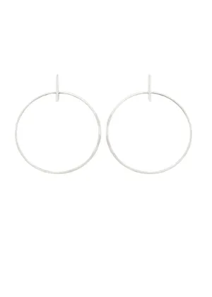 Emaline Bar Cirlce Earrings-Silver