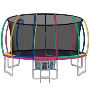 Everfit 16FT Trampoline Round Trampolines With Basketball Hoop Kids Present Gift Enclosure Safety Net Pad Outdoor Multi-coloured