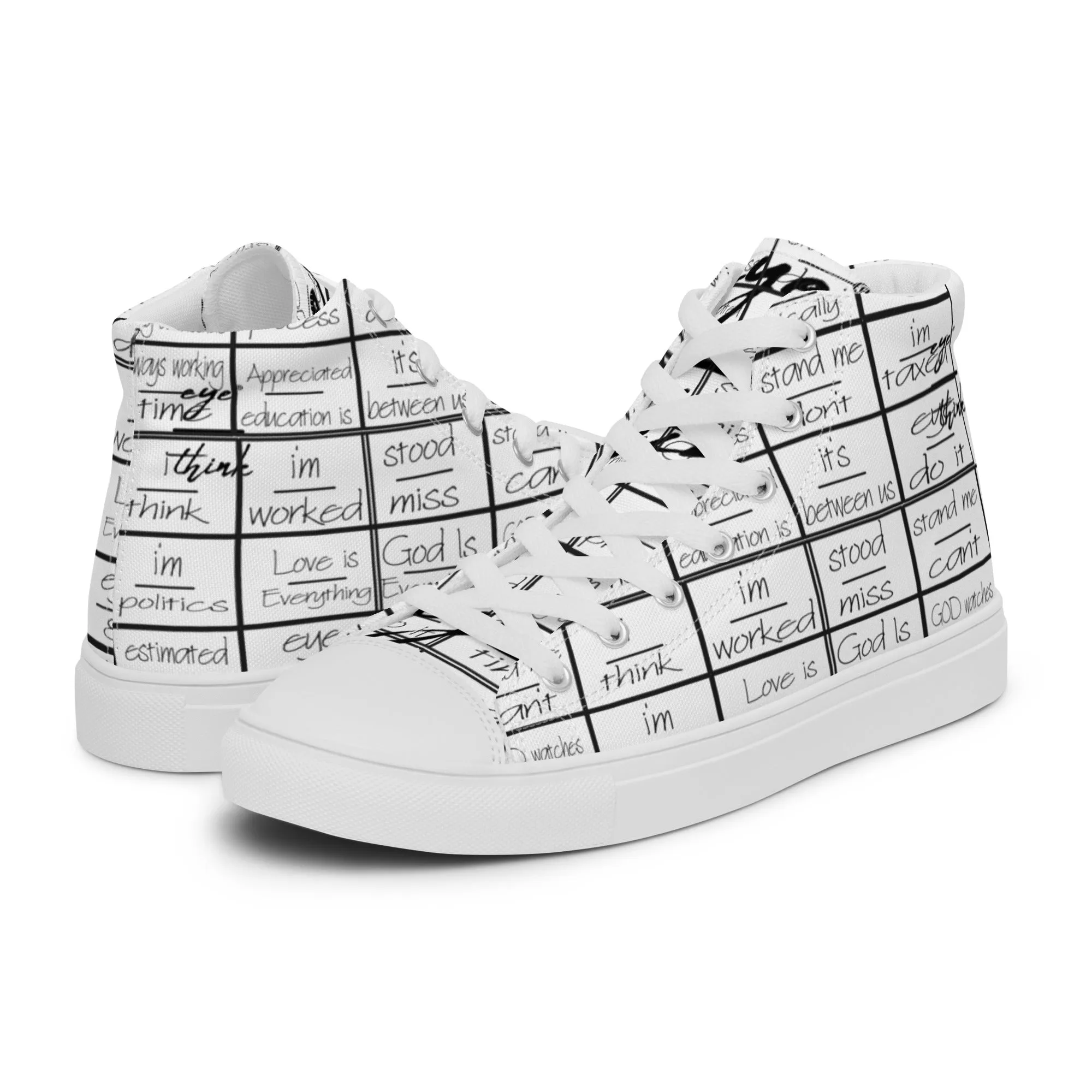 eyeoverthink® Men’s "eyeoverprinted" high top canvas shoes