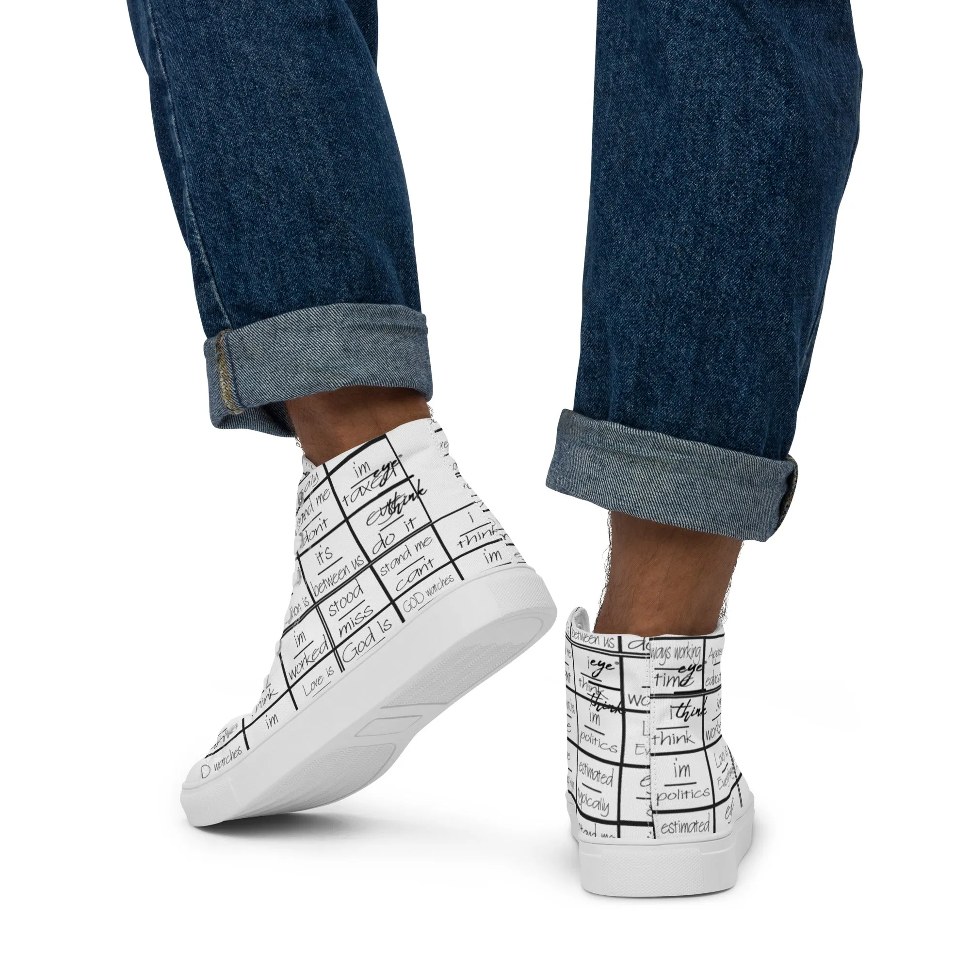 eyeoverthink® Men’s "eyeoverprinted" high top canvas shoes