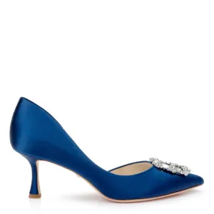 Fabia - D'Orsay Kitten Heel With Crystal Buckle - Navy Blue