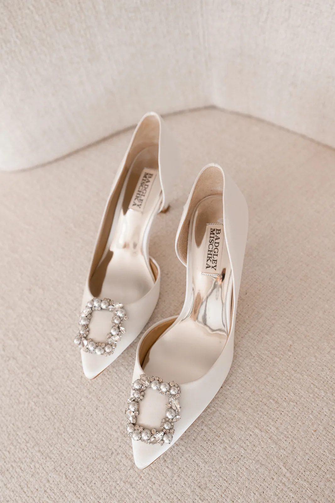 Fabia - D'Orsay Kitten Heel With Pearl & Crystal Buckle - Soft White