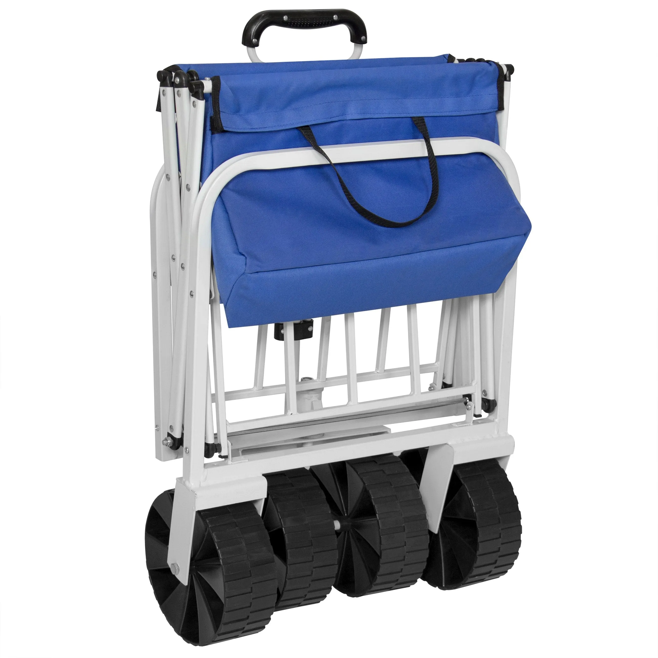 Folding Utility Wagon Garden Beach Cart w/ All-Terrain Wheels - Blue