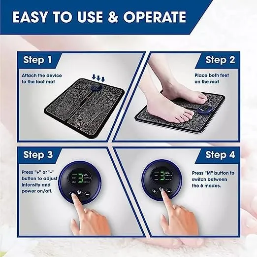 Foot Massager Mat Pad Relax Feet for Home and Office Use Portable Electric Massage Pad.