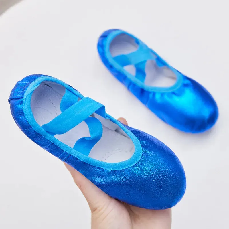 Girls Ballet Shoes Canvas Soft Sole Ballet Dance Slippers Children Practise Ballerina Colorful PU Shiny Dance Cat Claw Shoes