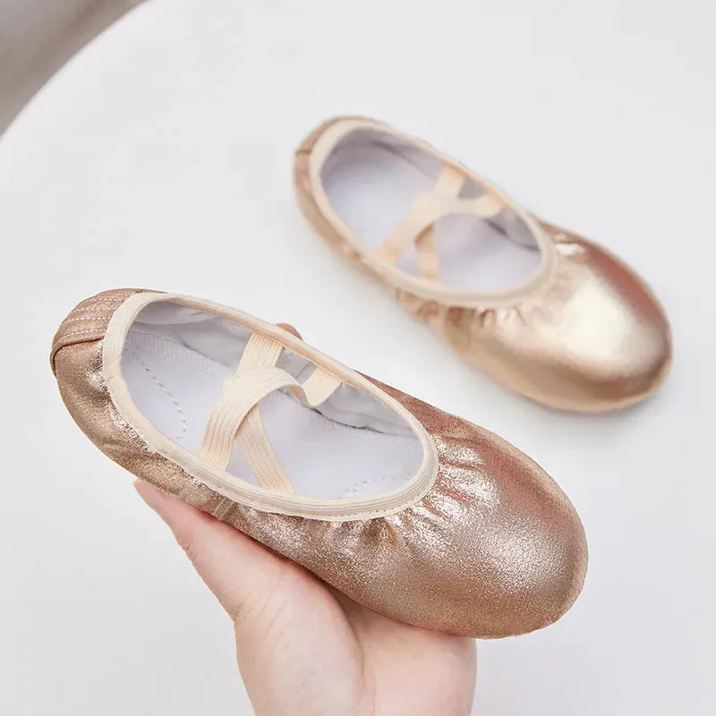 Girls Ballet Shoes Canvas Soft Sole Ballet Dance Slippers Children Practise Ballerina Colorful PU Shiny Dance Cat Claw Shoes