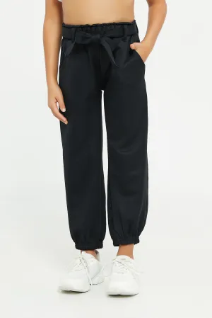 Girls Black Baggy Trouser