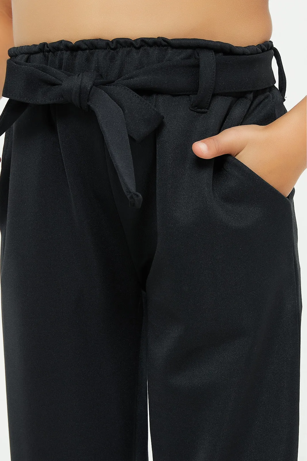 Girls Black Baggy Trouser