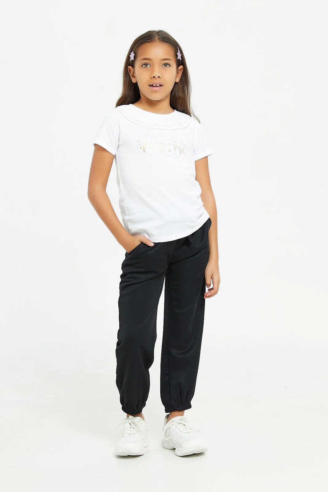 Girls Black Baggy Trouser