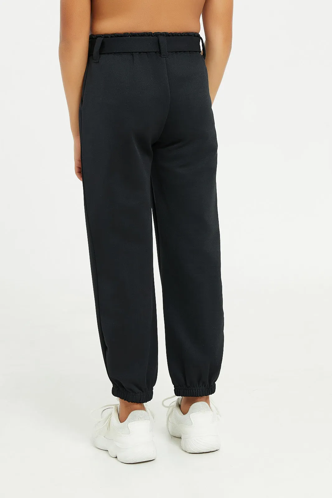 Girls Black Baggy Trouser