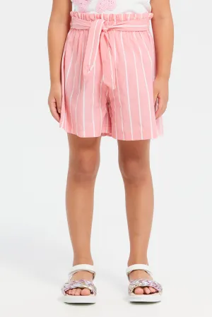 Girls Pink Striped Shorts