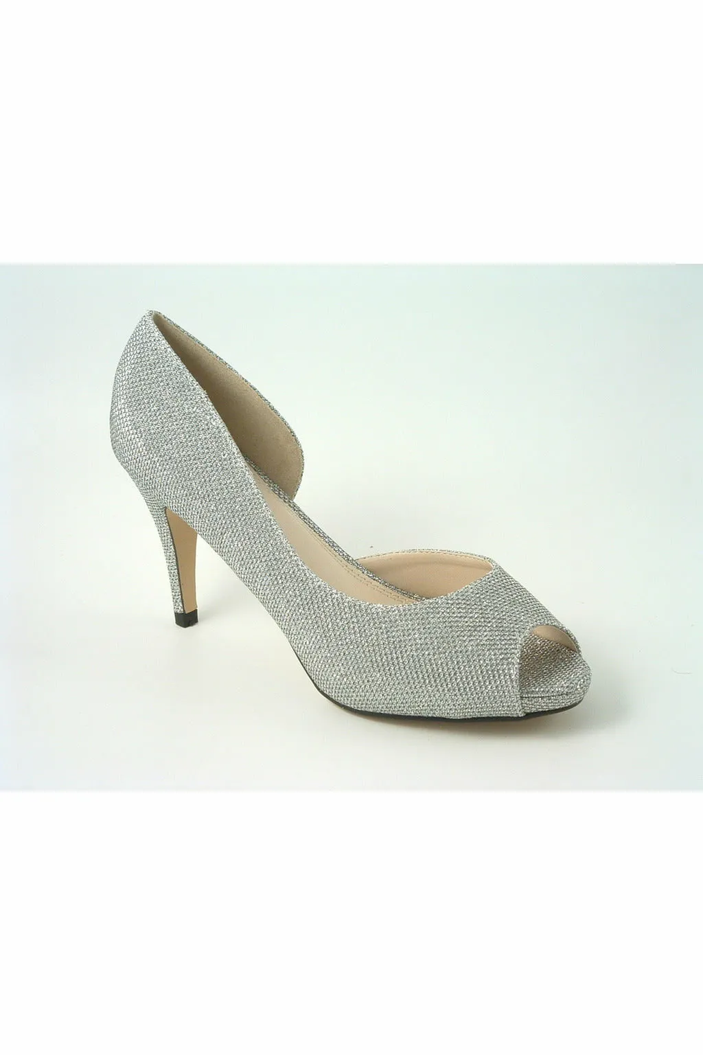 Glitz Shoes Sabatine Mid Heel Peep Toe - 31438 - Silver