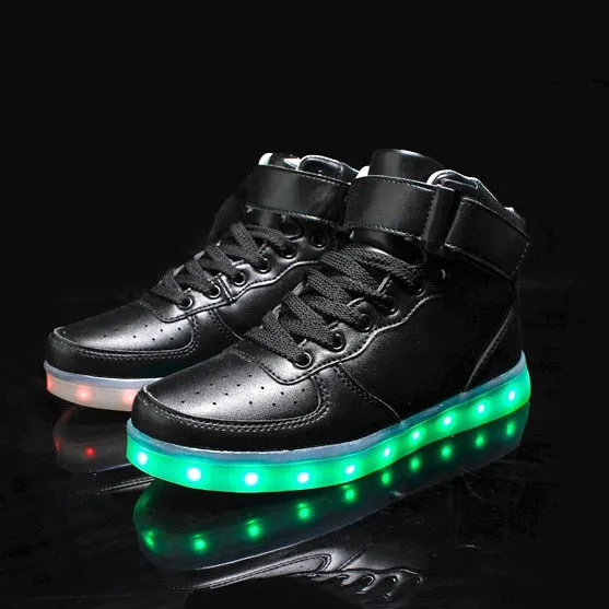 Golden Silver Glowing LED Light Flat High Top Shoe