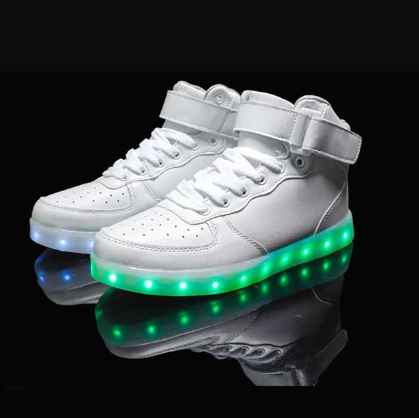 Golden Silver Glowing LED Light Flat High Top Shoe