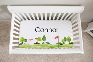 Golf Print Personalized Crib Sheet